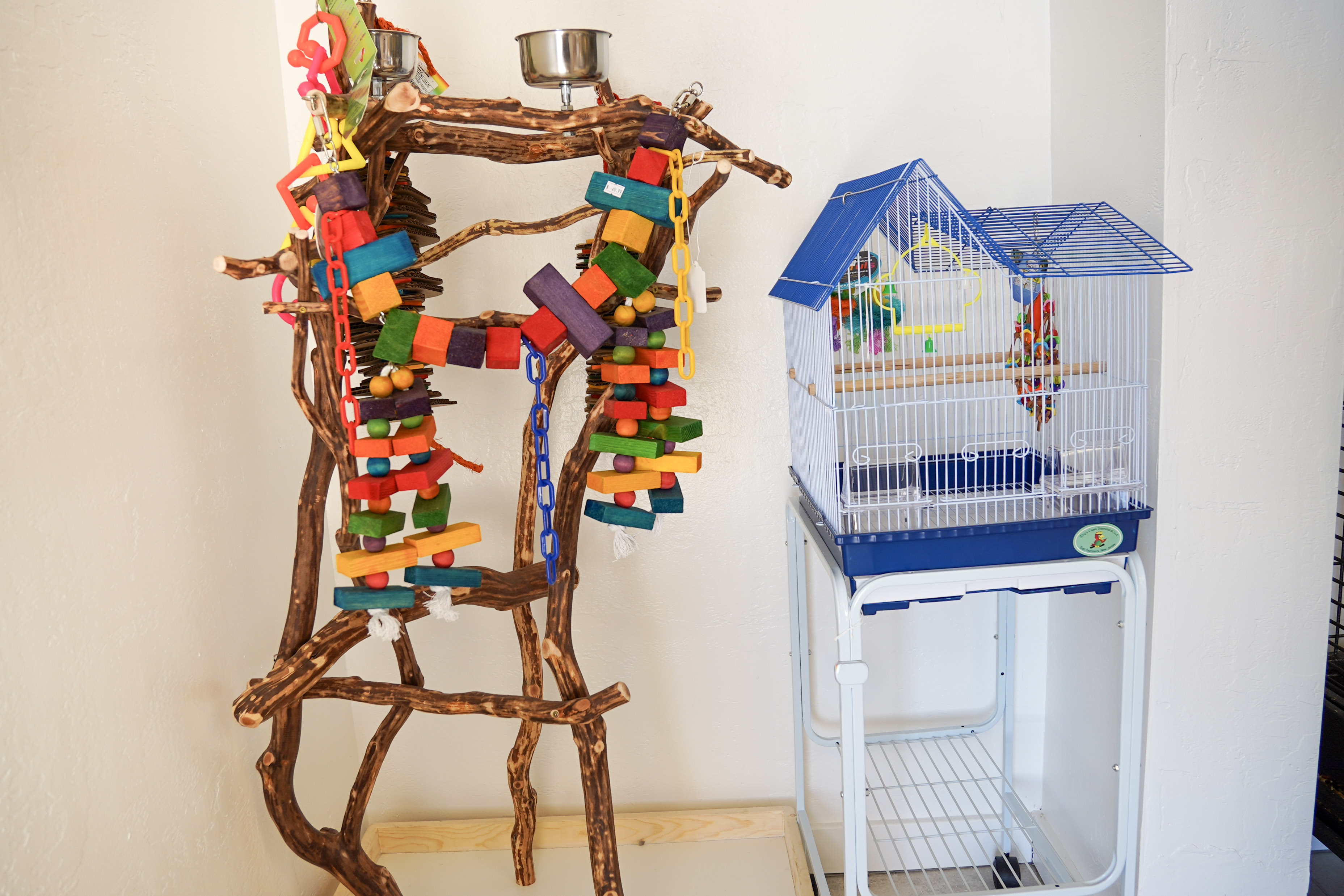 Perch with attached toys